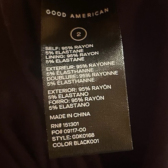 Good American Womens Maxi Dress Size 2 Ruched Square Neck Long Sleeve Black NWT - Picture 8 of 9